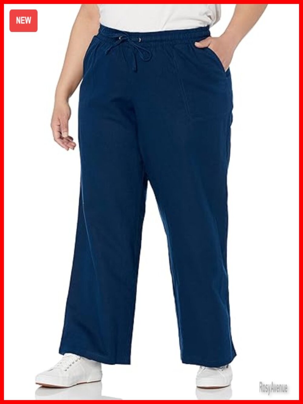 Linen Blend Drawstring Relaxed Fit Wide Leg Pants